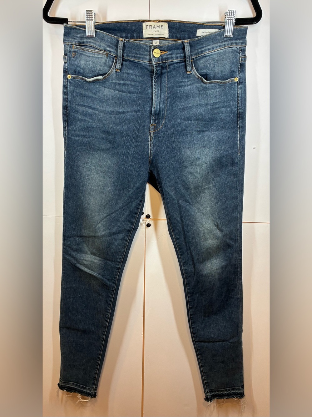 Frame Denim Le High Skinny Merrick Jeans Women's Size 30 Raw Hem Stretch